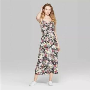 Wild Fable Floral Strappy Tie Front Maxi Dress Size M